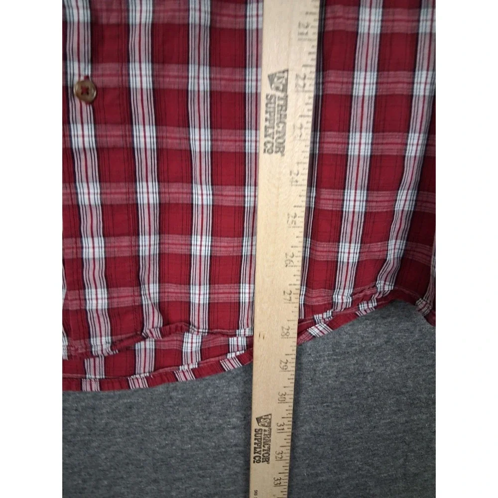 Wrangler Mens Shirt Large Red Plaid Flannel Button Down Western Rodeo Casual